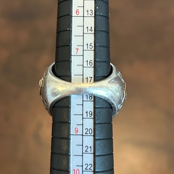 Dian Malouf Silver and 14k Turquoise Cocktail Ring - Picture 10 of 12